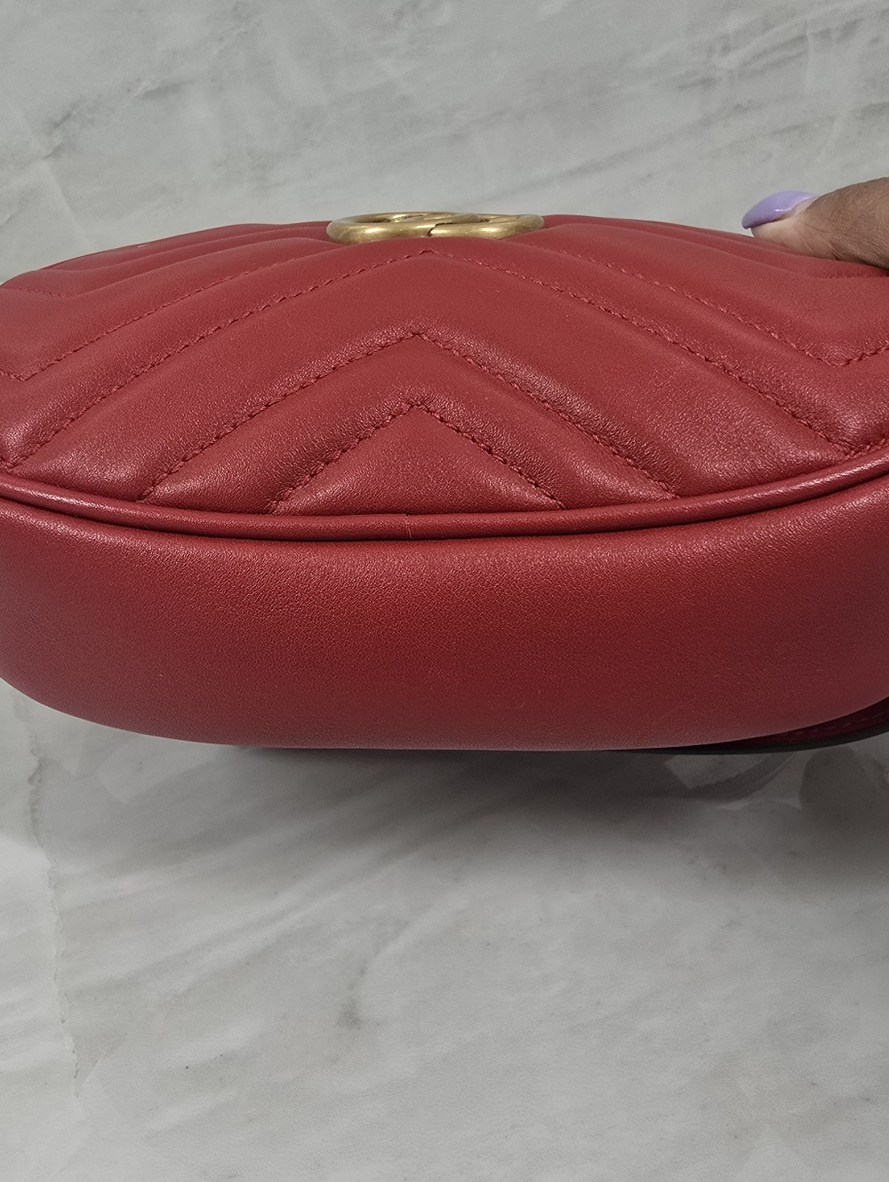 Gucci Red GG Marmont Quilted Leather Belt Bag - Picture 5 of 10